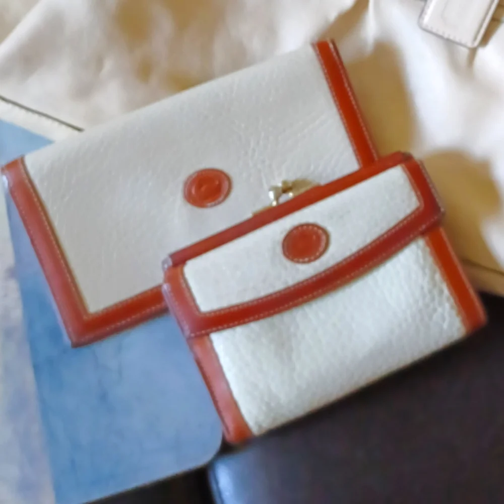 Dooney and Bourke All Weather Leather Bone matching Wallet and Checkbook - Picture 3 of 9